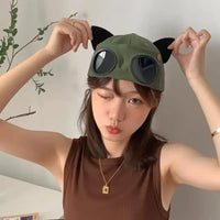 Retro Aviator Hat with Glasses - Bear Hugs