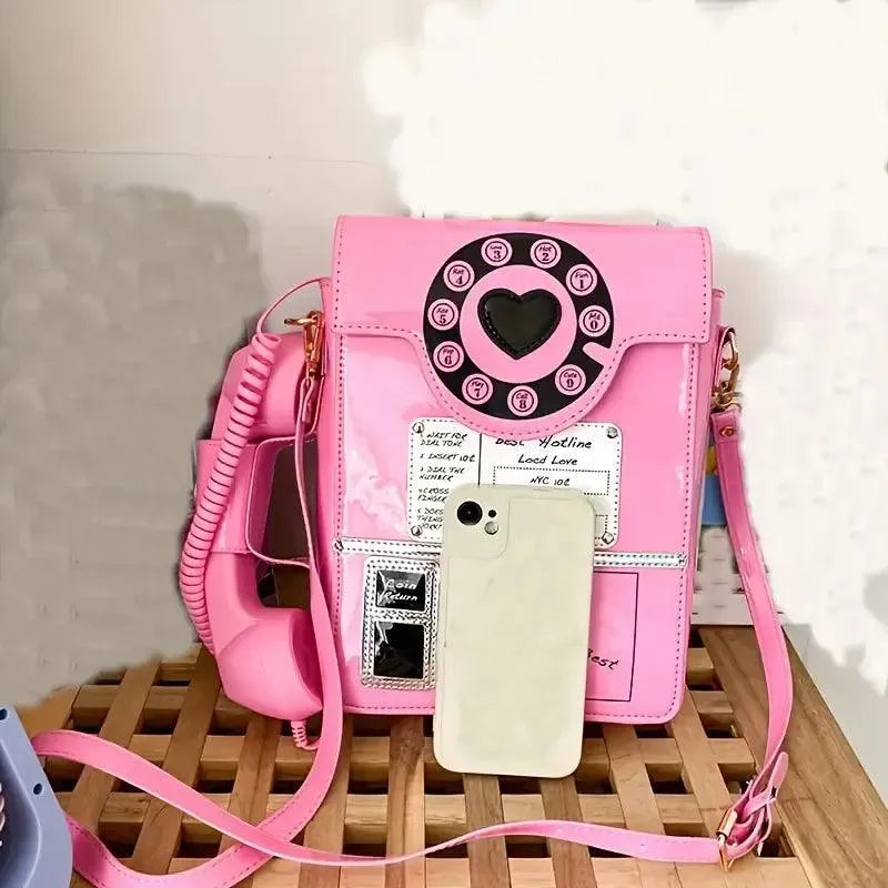 Retro Phone-Shaped Crossbody Bag - Bear Hugs