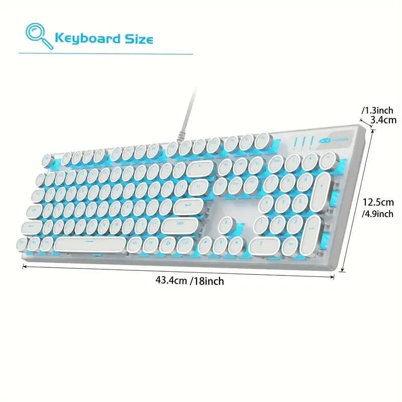 Retro-Style MageGee Mechanical Gaming LED Backlit Keyboard - Bear Hugs