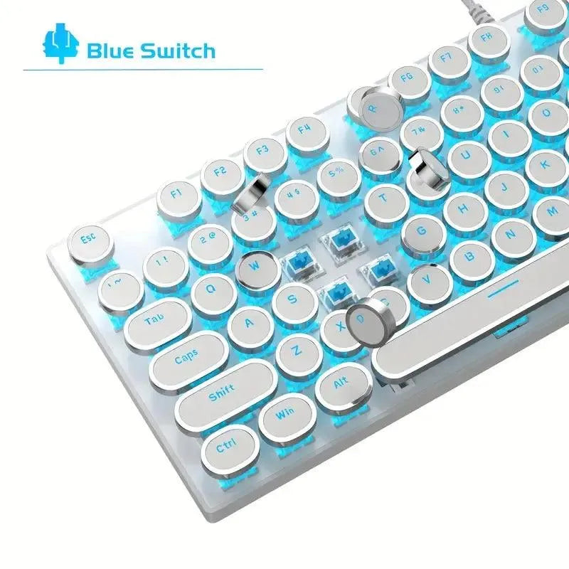 Retro-Style MageGee Mechanical Gaming LED Backlit Keyboard - Bear Hugs