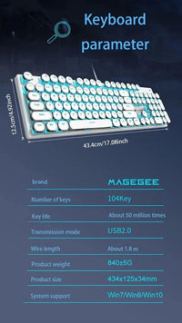 Retro-Style MageGee Mechanical Gaming LED Backlit Keyboard - Bear Hugs