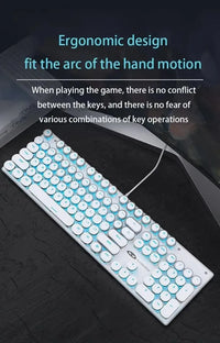 Retro-Style MageGee Mechanical Gaming LED Backlit Keyboard - Bear Hugs