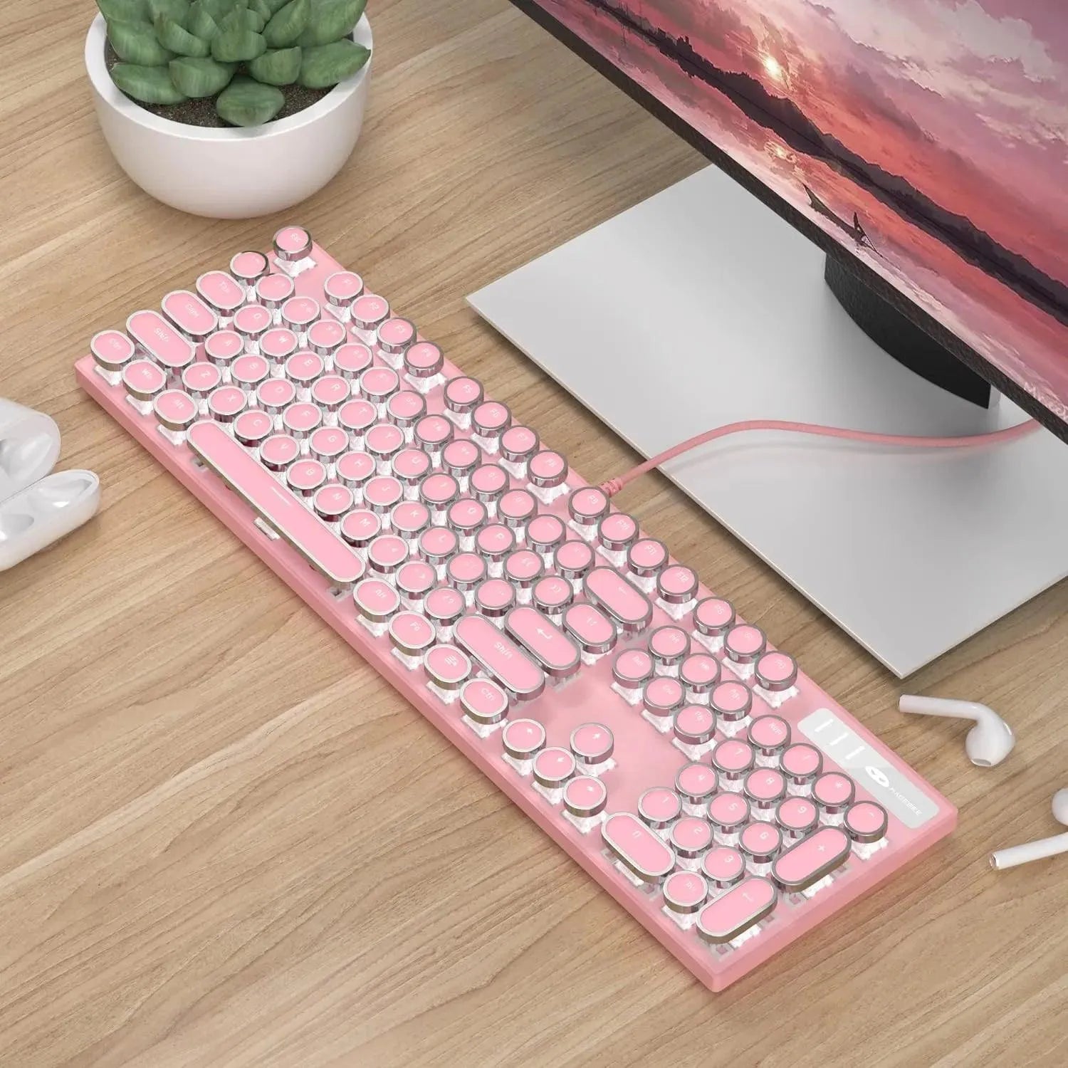 Retro-Style MageGee Mechanical Gaming LED Backlit Keyboard - Bear Hugs