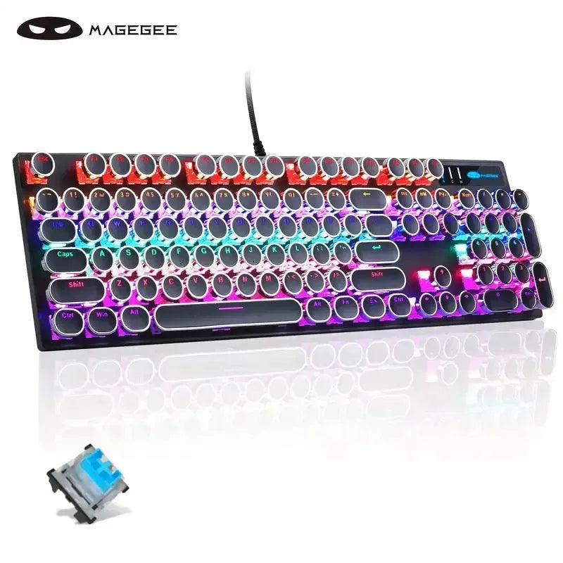 Retro-Style MageGee Mechanical Gaming LED Backlit Keyboard - Bear Hugs