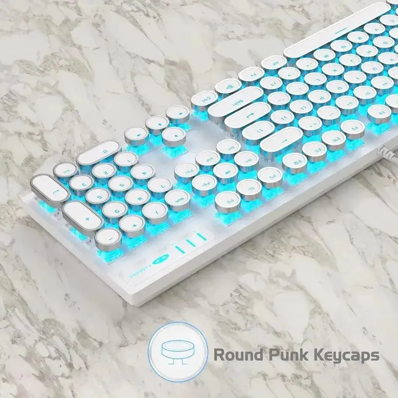 Retro-Style MageGee Mechanical Gaming LED Backlit Keyboard - Bear Hugs