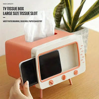 Retro TV-Inspired Tissue Box & Mobile Phone Dock - Bear Hugs