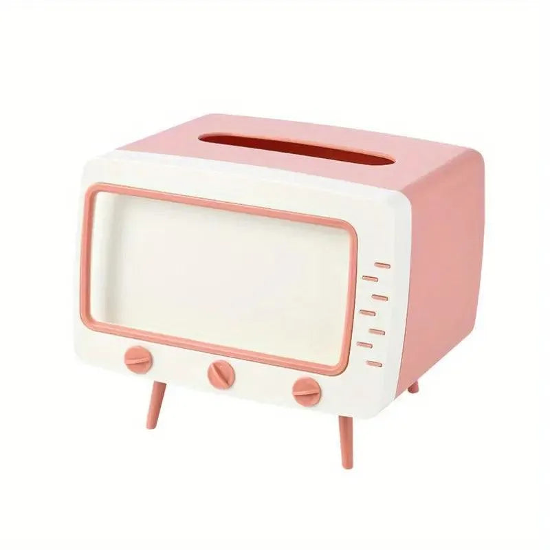 Retro TV-Inspired Tissue Box & Mobile Phone Dock - Bear Hugs