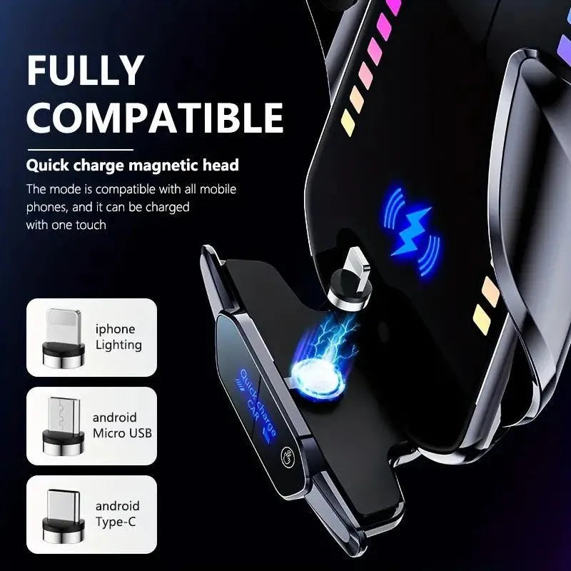 RGB Colour Changing 15W Car Wireless Charger Stand - Bear Hugs