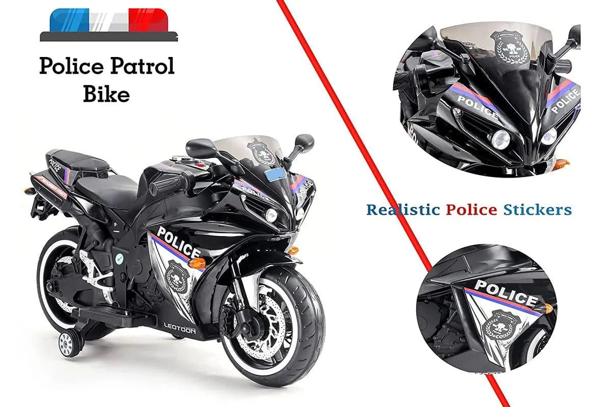 Ride-on Kids Rechargeable Police Bike - Bear Hugs