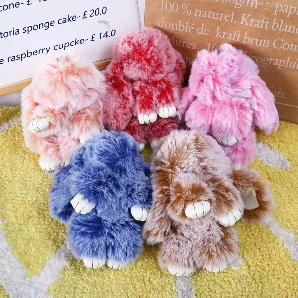 Porte-clés en peluche lapin ultra-fourrure 