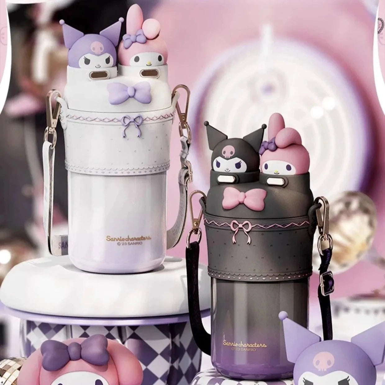 Sanrio 2 in 1 Kuromi & My Melody Steel Kawaii Bottle (550 ml) - Bear Hugs