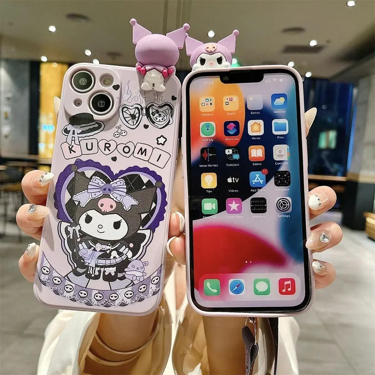 Sanrio Kuromi Lanyard Pearl Beads Phone Case (For iPhones) - Bear Hugs