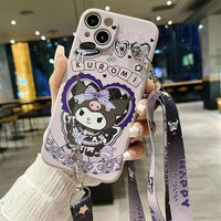 Sanrio Kuromi Lanyard Pearl Beads Phone Case (For iPhones) - Bear Hugs