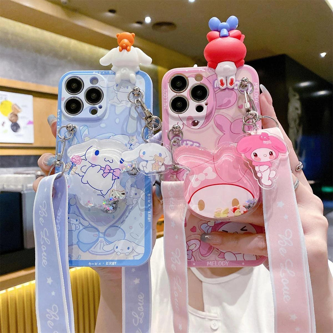 Sanrio Lanyard Figure Stand Case (For iPhones) - Bear Hugs