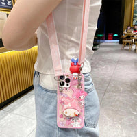 Sanrio Lanyard Figure Stand Case (For iPhones) - Bear Hugs