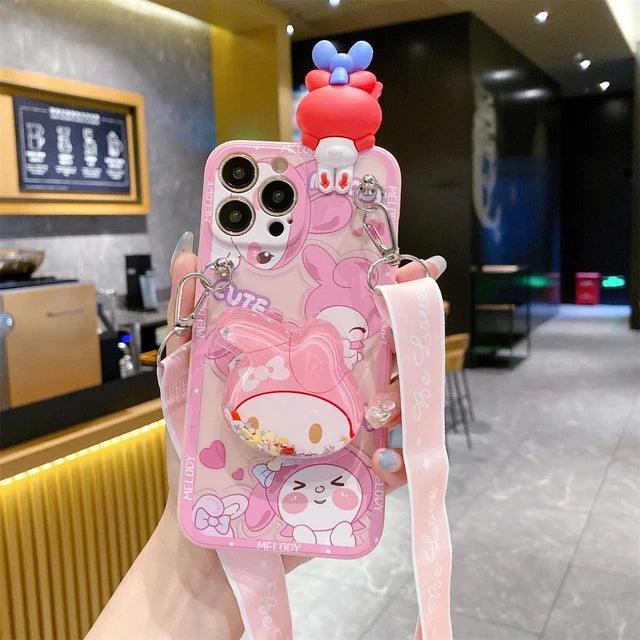 Sanrio Lanyard Figure Stand Case (For iPhones) - Bear Hugs