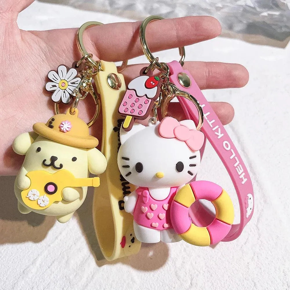 Sanrio Pom Pom Purin Hello Kitty 3D Keychain - Bear Hugs