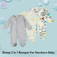 Sheep Sleeping Print Sleeping Suit / Romper (3 pcs) - Bear Hugs