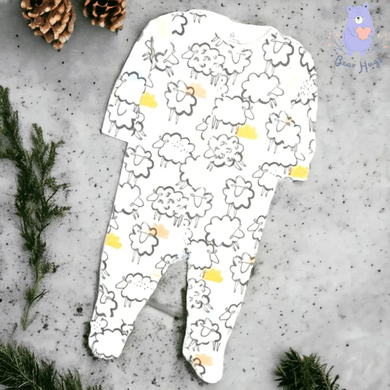 Sheep Sleeping Print Sleeping Suit / Romper (3 pcs) - Bear Hugs