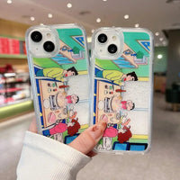 Shinchan & Family Snowflake Quicksand Phone Case (For iPhone) - Bear Hugs