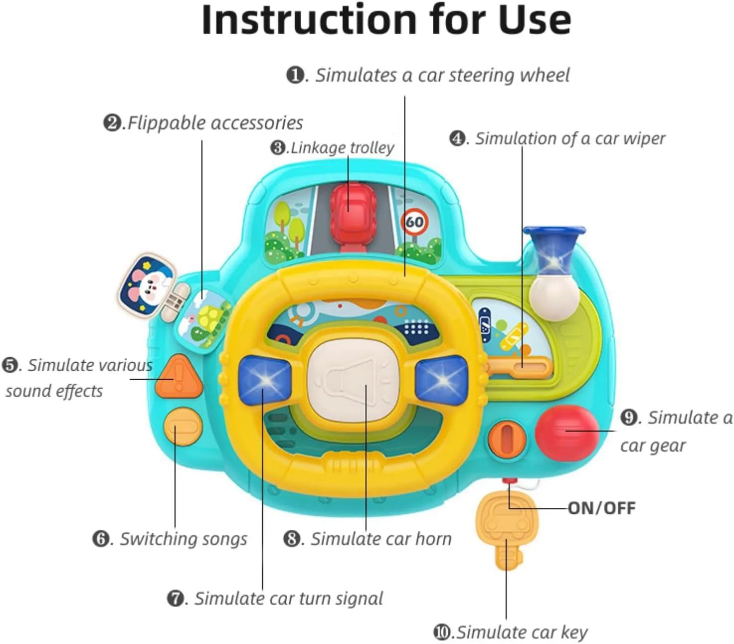 Simulation Steering Wheel with Music - Bear Hugs