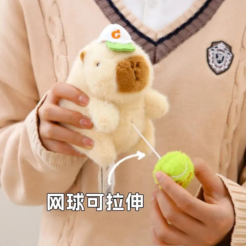 Sporty Capybara Pull Ball Plush Keychain - Bear Hugs