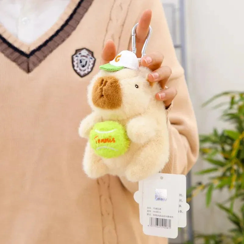 Sporty Capybara Pull Ball Plush Keychain - Bear Hugs