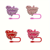 Stanley Girl Text Written Straw Toppers (Set of 4) - Bear Hugs