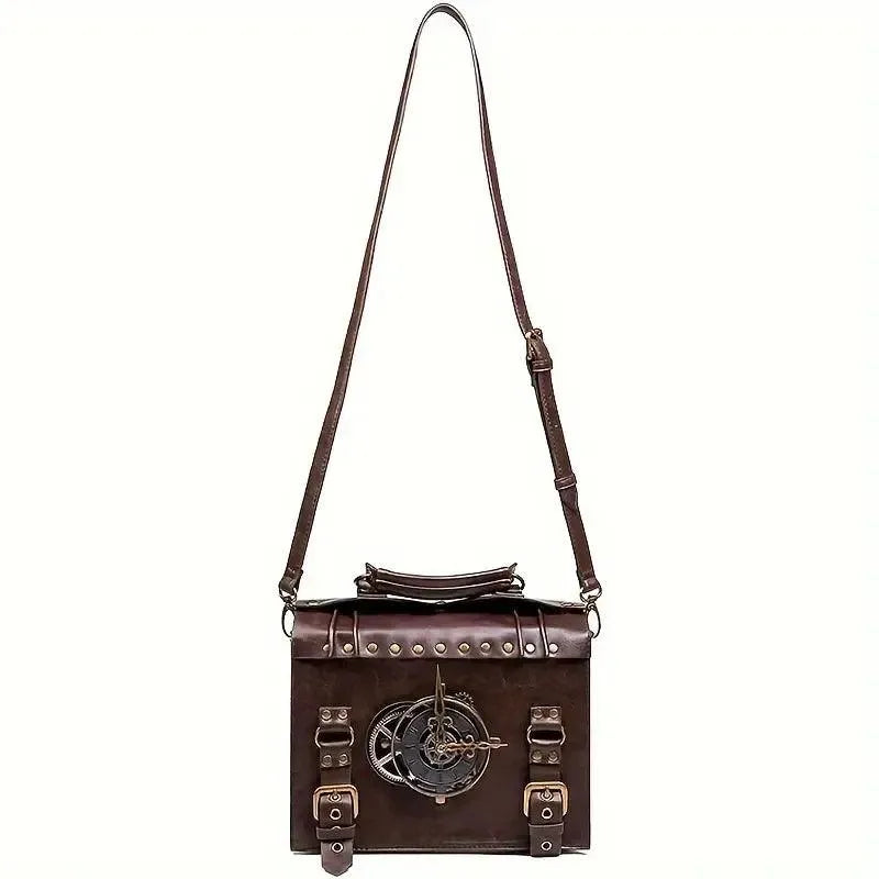 Steampunk Messenger Bag with Turnable Clock - Bear Hugs