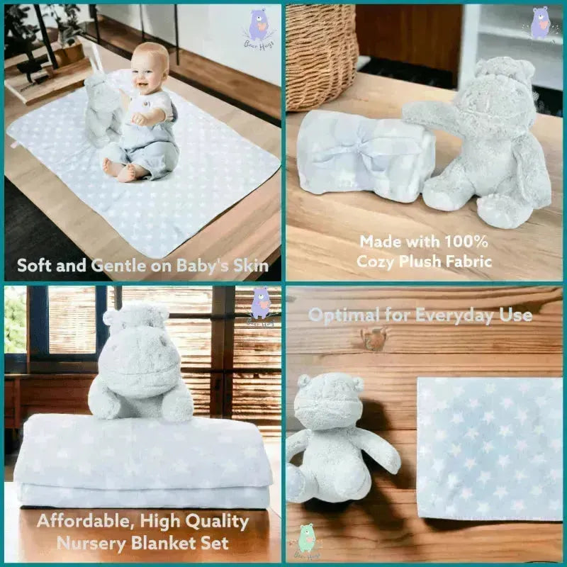 Super Soft Hippo Cozy Plush Toy with Blanket