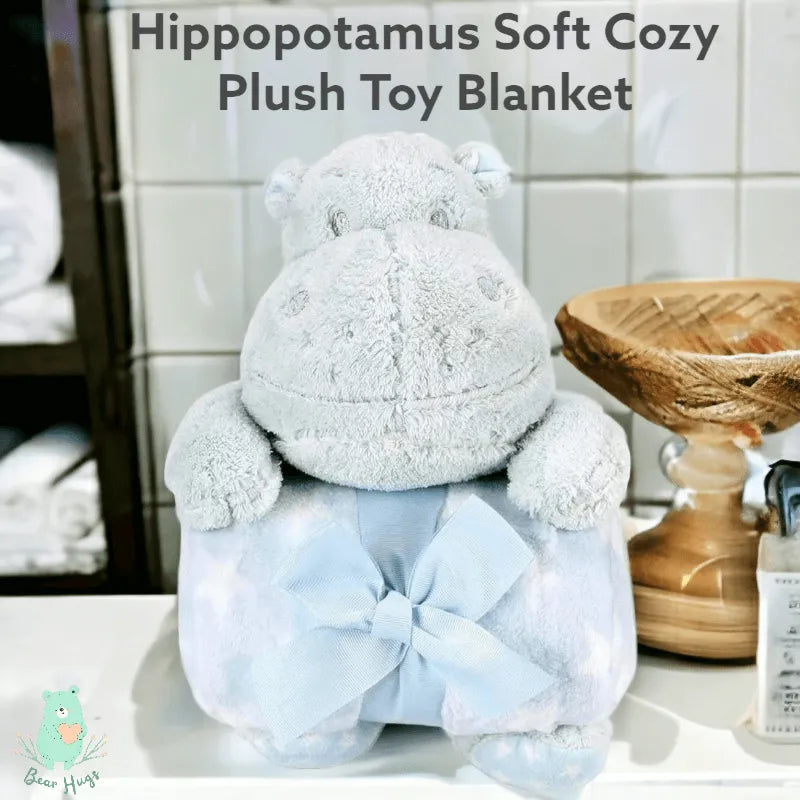 Super Soft Hippo Cozy Plush Toy with Blanket - Bear Hugs