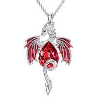 Teardrop-Shaped Rhinestone Dragon Pendant Necklace - Bear Hugs