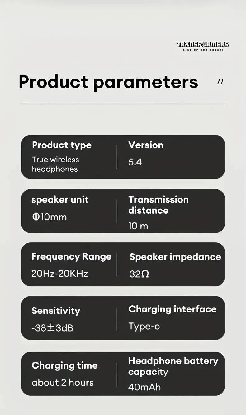 Transformers TF-T10 TWS Advanced New Gen Earphones - Bear Hugs