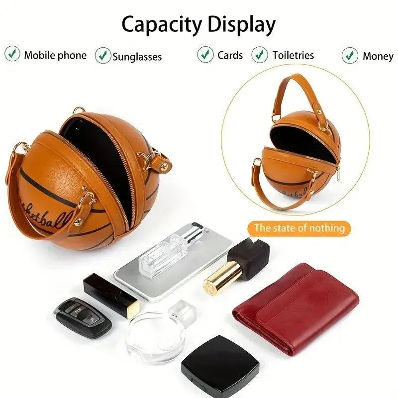 Trendy Basketball Shaped Crossbody Bag - Bear Hugs