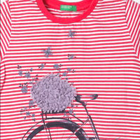 UCB Striped Crew-Neck T-shirt with Applique - Bear Hugs