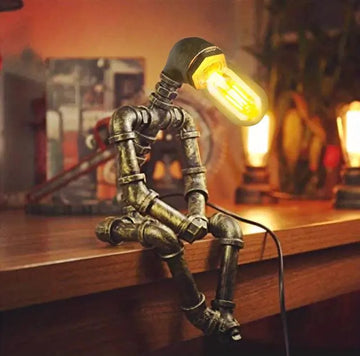 Unique Robot-Shaped Steampunk Desk Lamp - Bear Hugs