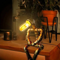 Unique Robot-Shaped Steampunk Desk Lamp - Bear Hugs