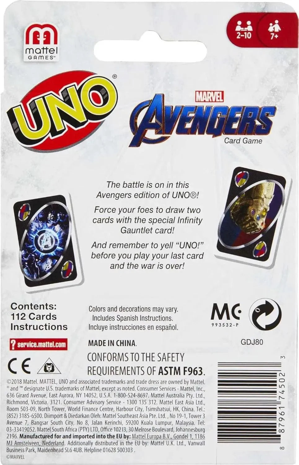 UNO Avengers Card Game - Bear Hugs