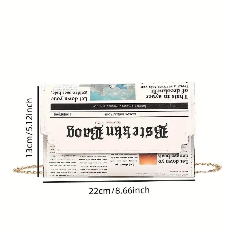 Vintage Newspaper Style Handbag - Bear Hugs