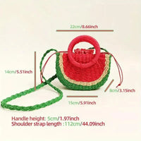 Watermelon Shaped Colorblock Straw Beach Bag - Bear Hugs