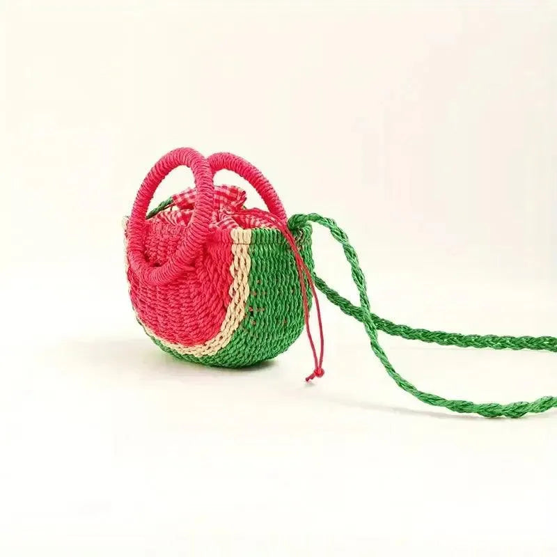 Watermelon Shaped Colorblock Straw Beach Bag - Bear Hugs