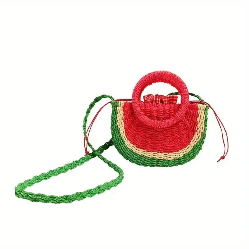 Watermelon Shaped Colorblock Straw Beach Bag - Bear Hugs