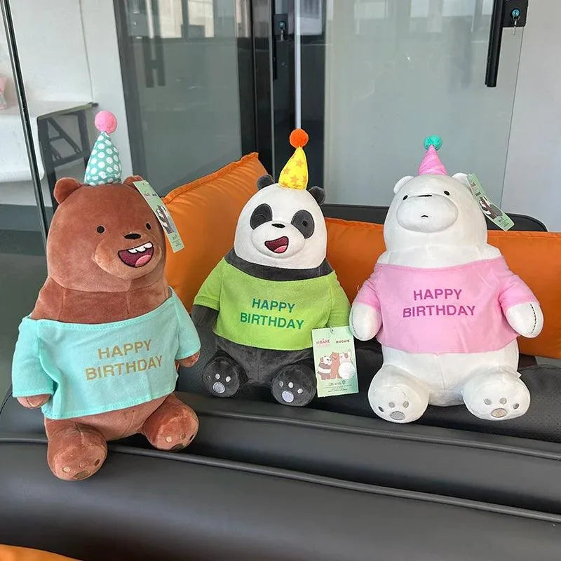 We Bare Bears Happy Birthday Edition Plushies - Bear Hugs