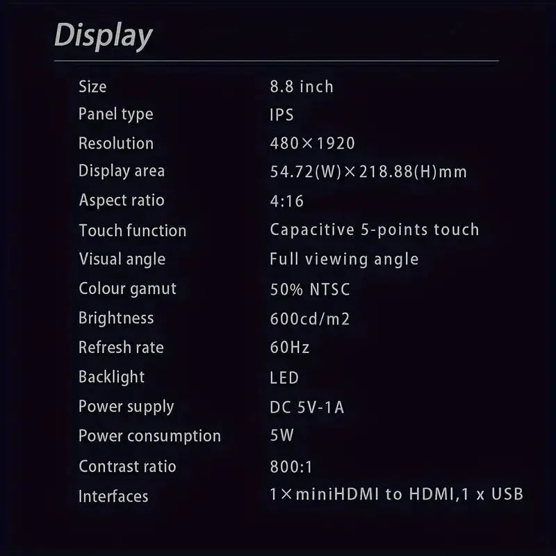 Lesown 8.8-Inch Secondary Screen Monitor