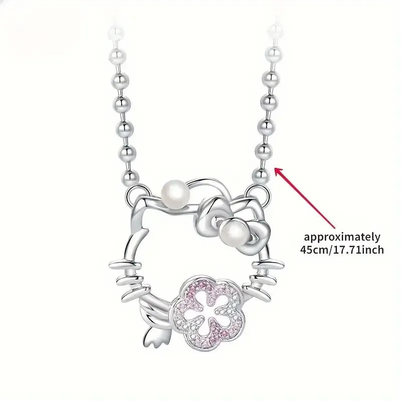 Hello Kitty Peach Blossom Silver Toned Necklace