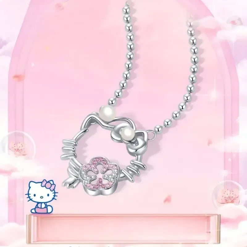 Hello Kitty Peach Blossom Silver Toned Necklace