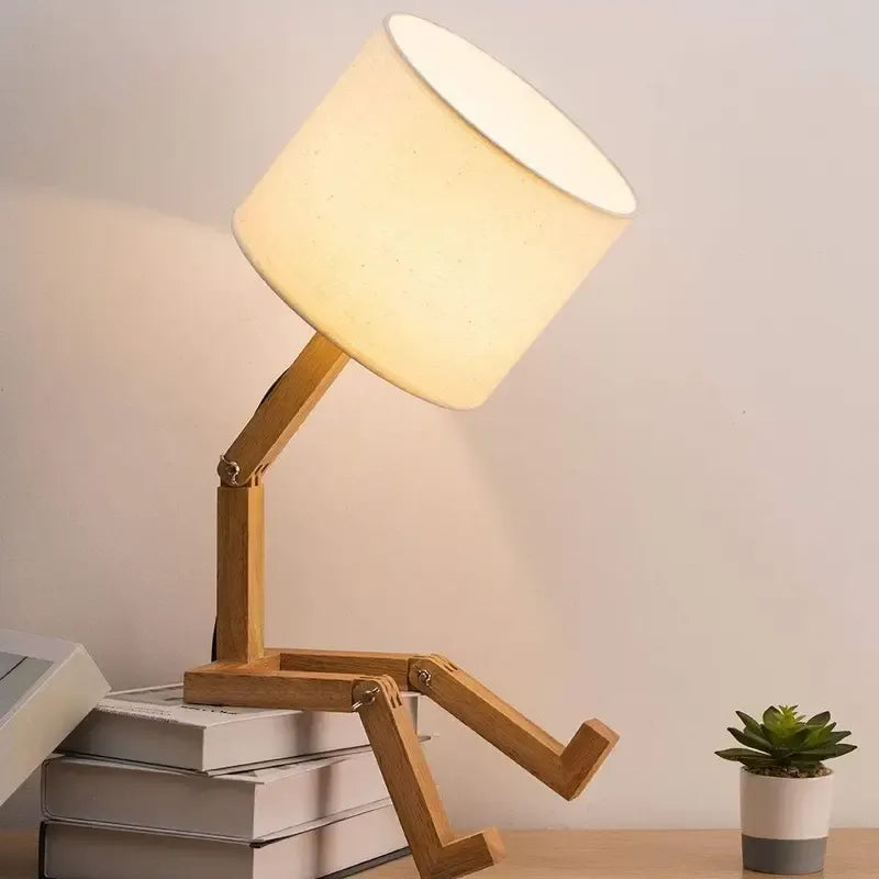 Wooden Pondering Novelty Table Lamp