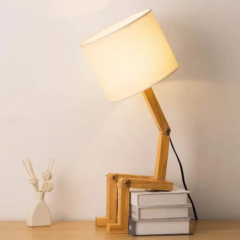 Wooden Pondering Novelty Table Lamp