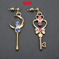 Anime Moon Heart Key Earrings