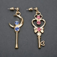 Anime Moon Heart Key Earrings